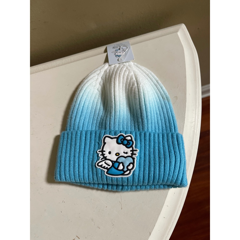 Hello Kitty x Forever 21 Blue Ombre Angel Knit Beanie Hat Sanrio New With Tags